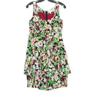Moulinette Soeurs Anthropologie Silk Dress Floral Tiered Cottagecore Boho Size 0